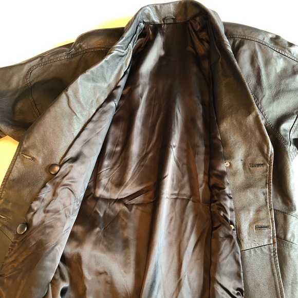 Greg Bell Black Leather Double-Breasted & Fully Lined Coat Style GB7302 Size S - Picture 5 of 12